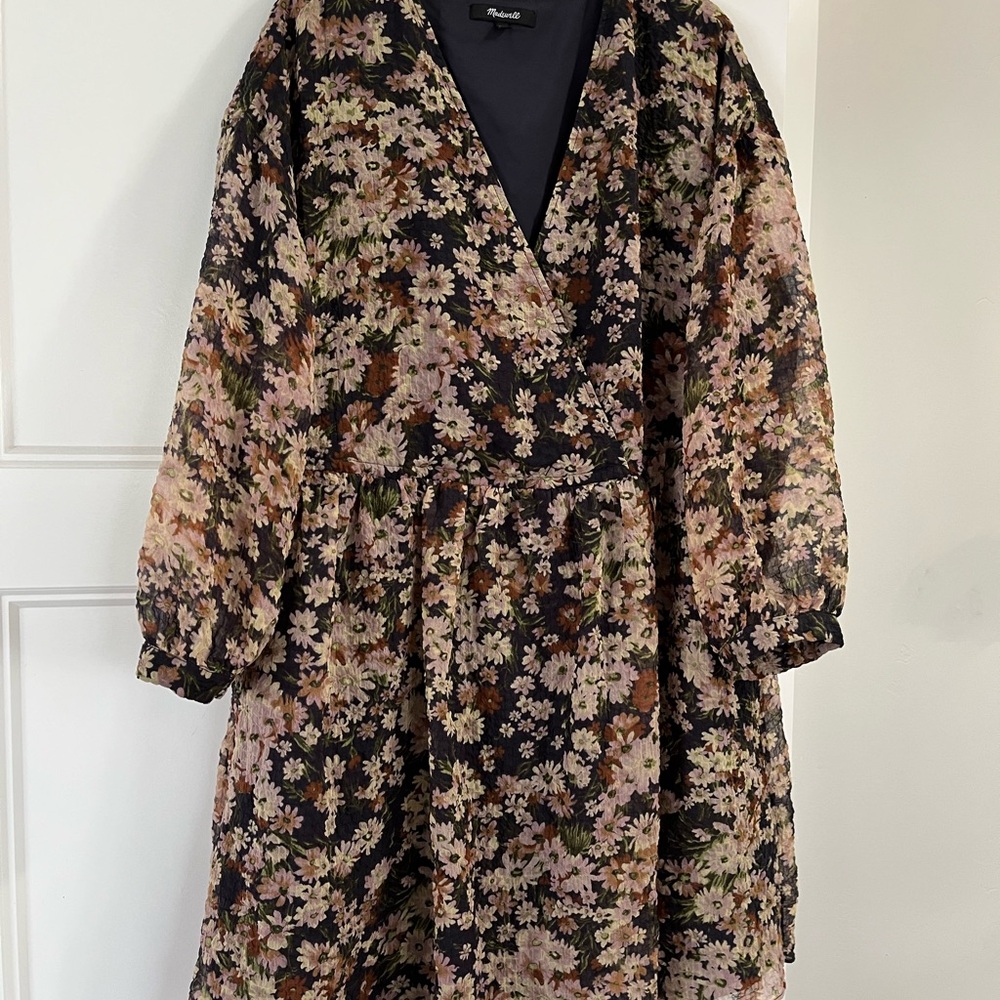 Madewell Floral Midi Dress - Black and Tan